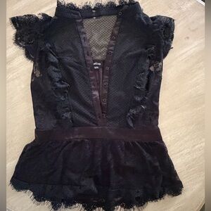 Bebe Black Lacey  Blouse